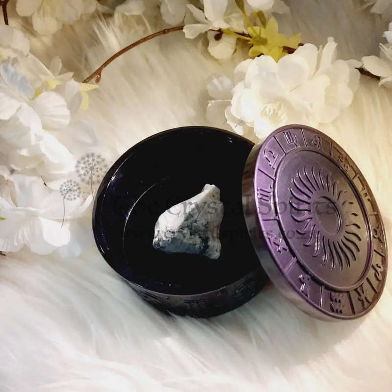 Deep Purple Resin Zodiac Receptacle Box
