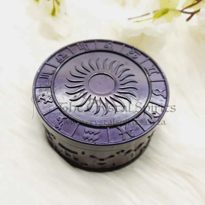 Deep Purple Resin Zodiac Receptacle Box