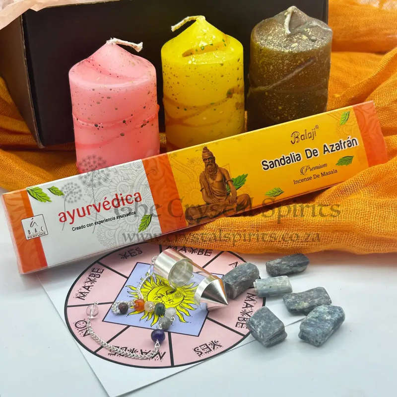 Deluxe 7 Chakra Healing Kit with Blue Kyanite & Chakra Pendulum