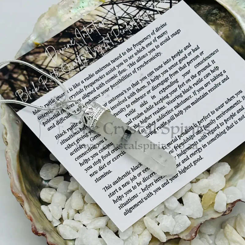 Divine Intention Black Rutile Quartz Crystal Pendant