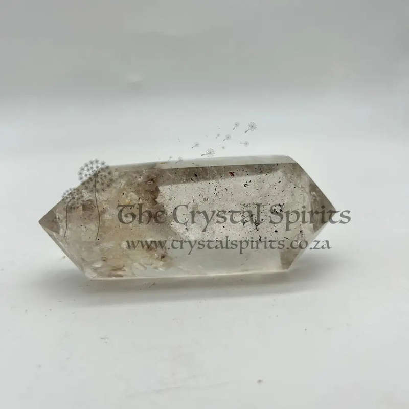 Double Terminated Clear Quartz with Chlorite and Red Hematite Inclusions