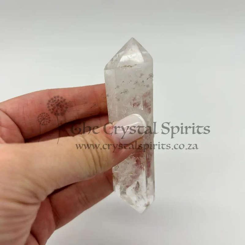Double Terminated Tabby Crystal Wand With Red Hematite