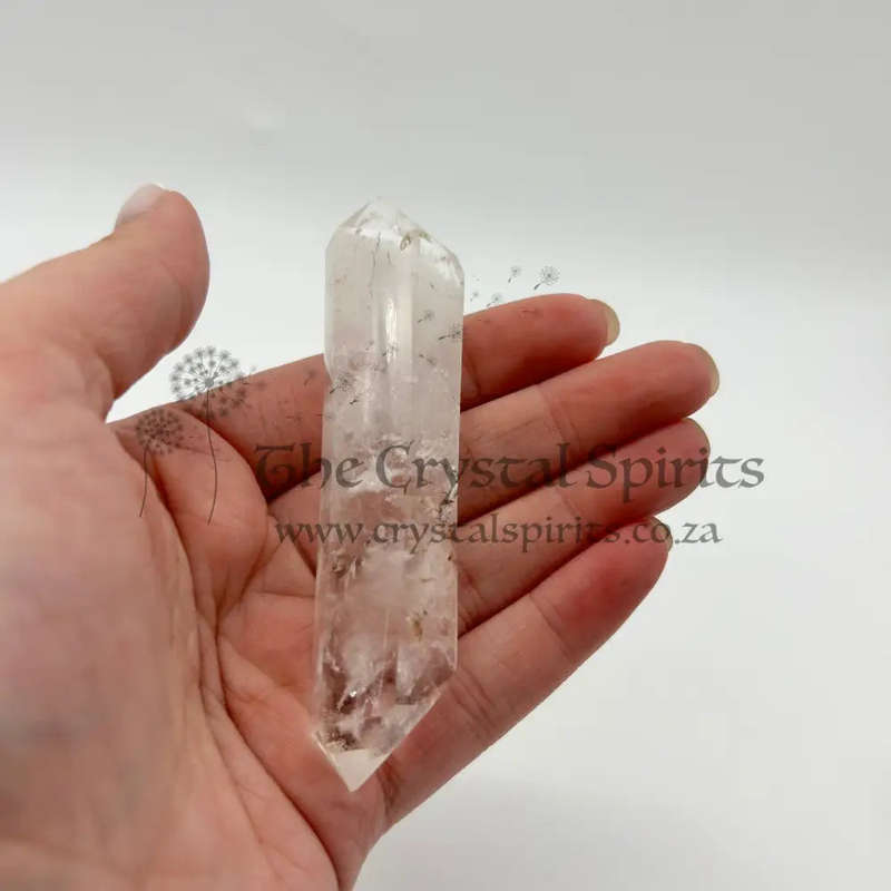 Double Terminated Tabby Crystal Wand With Red Hematite