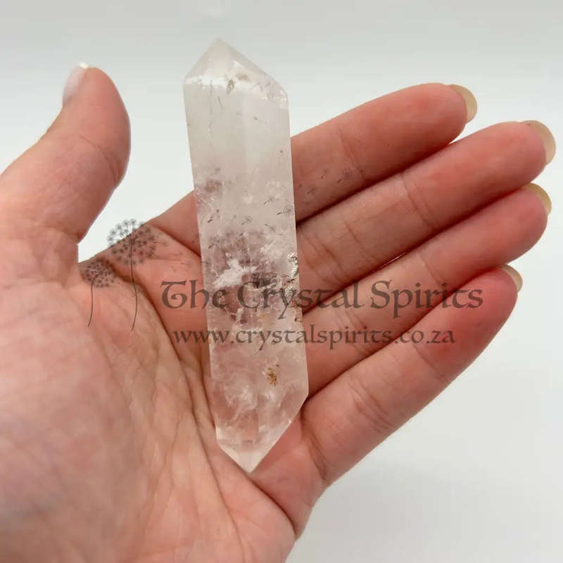 Double Terminated Tabby Crystal Wand With Red Hematite
