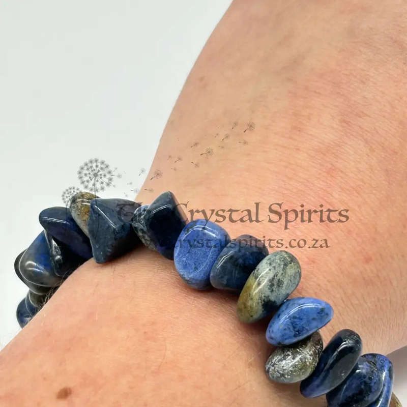 Dumortierite Large Chip Crystal Bracelet