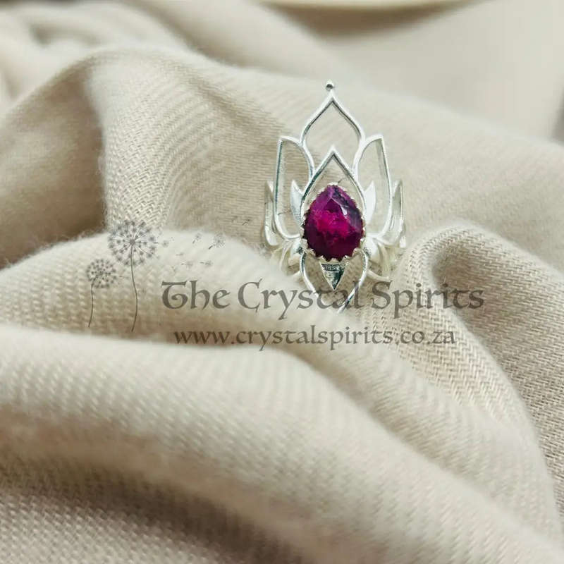 Elven Sterling Silver Faceted Ruby Crystal Gemstone Ring