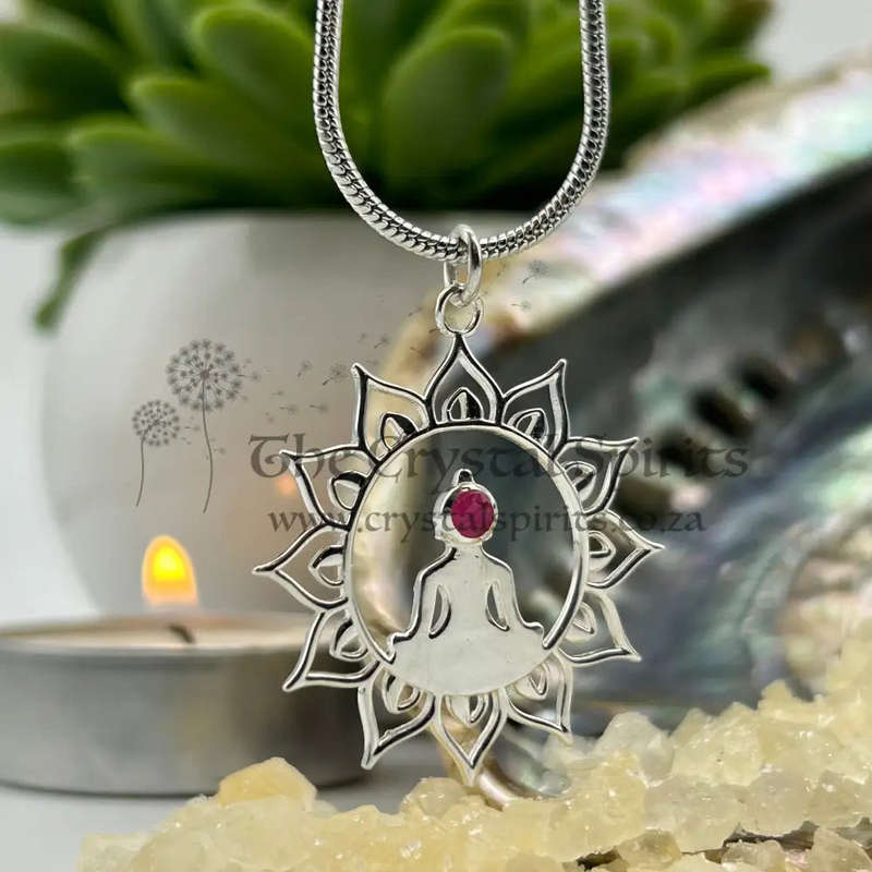 Enlightenment and Compassion Ruby Sterling Silver Pendant