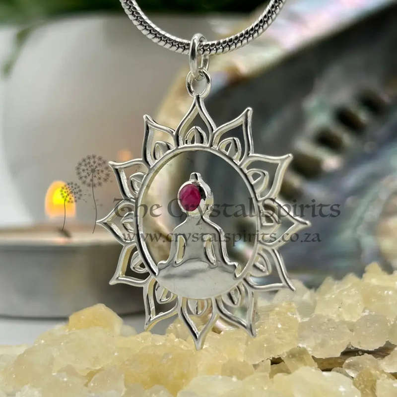 Enlightenment and Compassion Ruby Sterling Silver Pendant