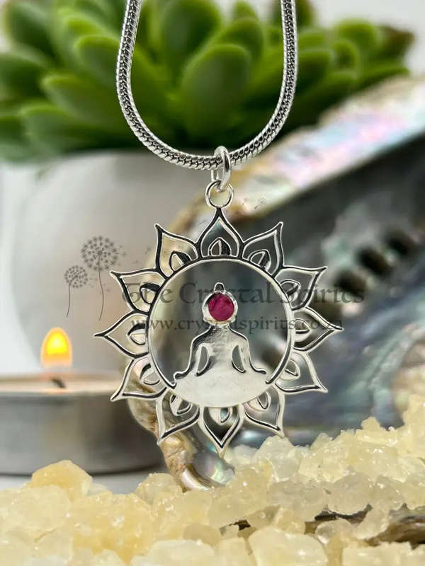 Enlightenment and Compassion Ruby Sterling Silver Pendant