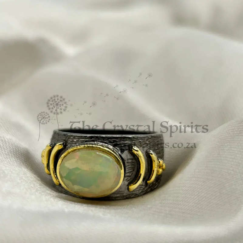 Ethiopian Opal Sterling Silver Rhodium Plated Ring