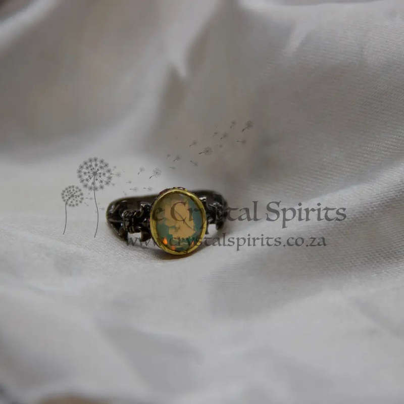 Ethiopian Opal Sterling Silver Rhodium Ring