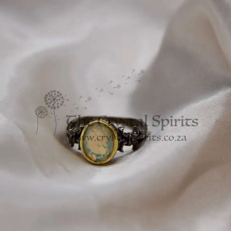 Ethiopian Opal Sterling Silver Rhodium Ring