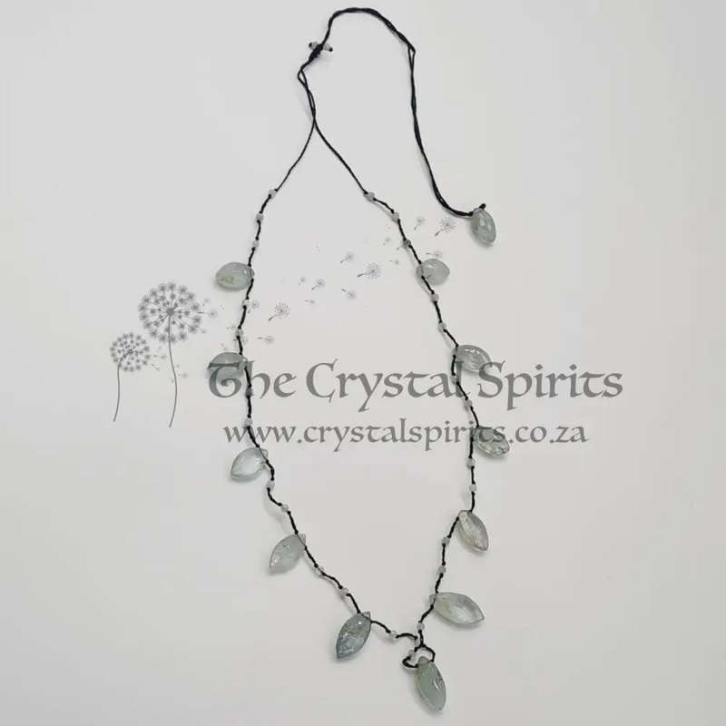 Faceted Aquamarine Crystal Macrame Necklace