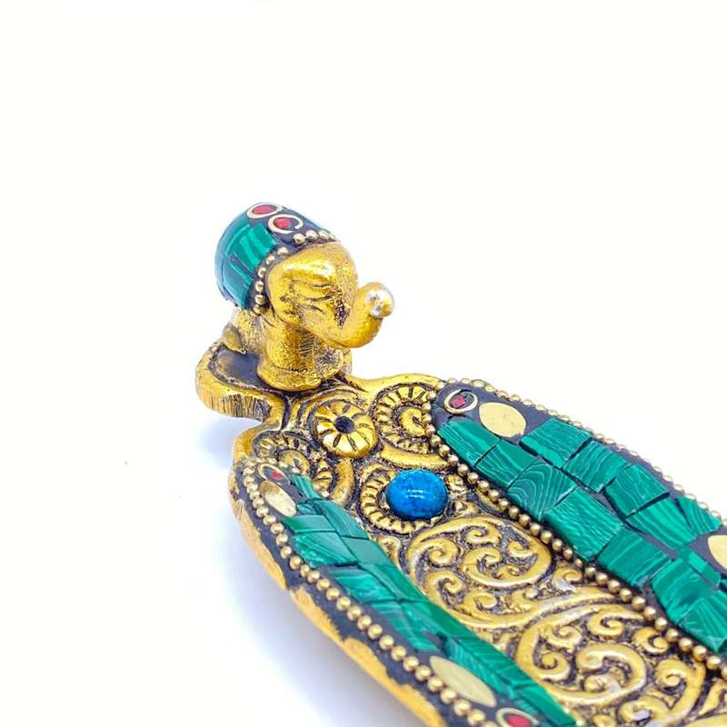 Green Mosaic Elephant Incense Holder