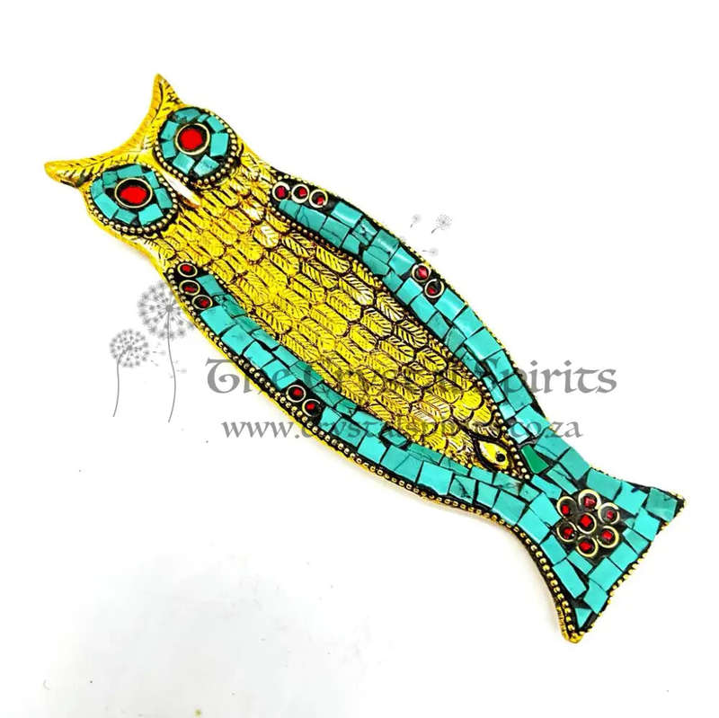 Full Length Green Mosaic Owl Incense Stick Holder