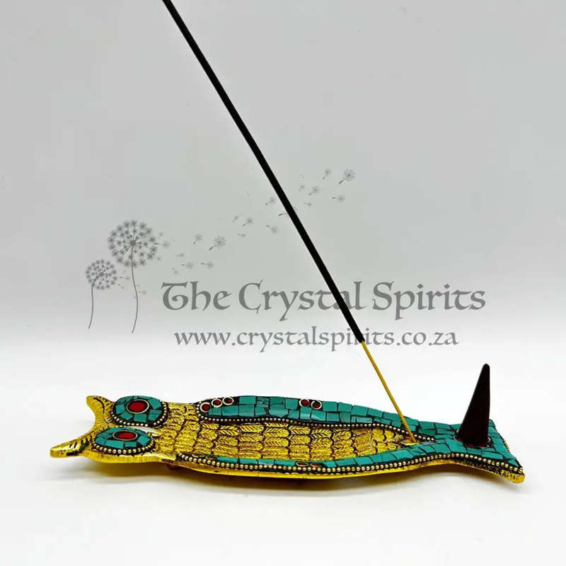 Full Length Green Mosaic Owl Incense Stick Holder