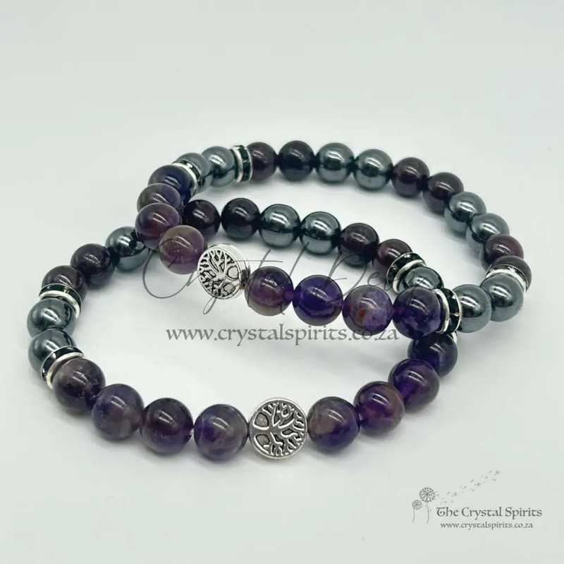 Garnet, Hematite & Amethyst Crystal Bracelet - Psychic Grounding And Protection 2025