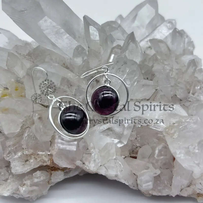 Garnet Sterling Silver Crystal Earrings