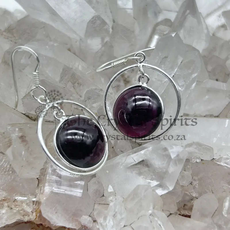 Garnet Sterling Silver Crystal Earrings