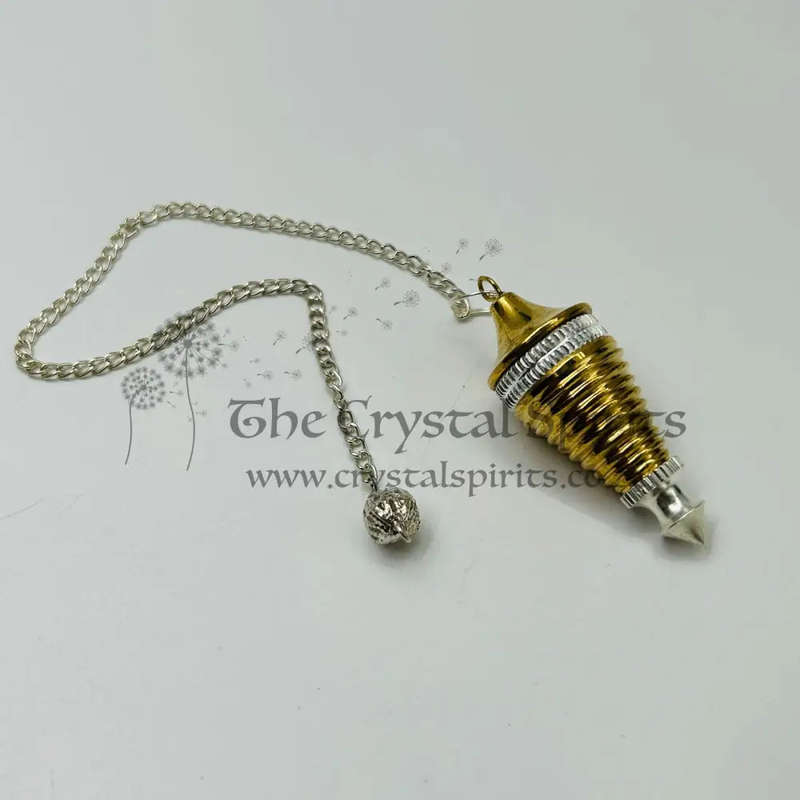 Genuine Brass pendulum with grooved silver metal trim and white metal chain