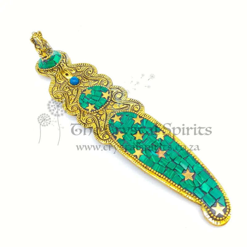 Gold and Green Mosaic Ganesha Incense Holder