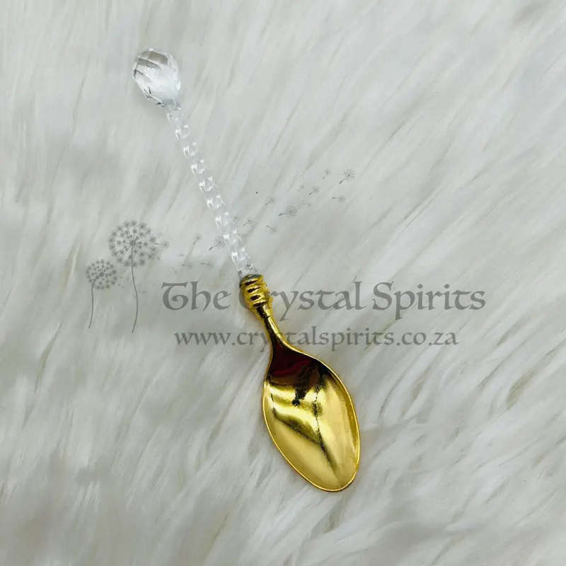 Gold Filigree And Crystal Resin And Incense Powder Petite Spoon