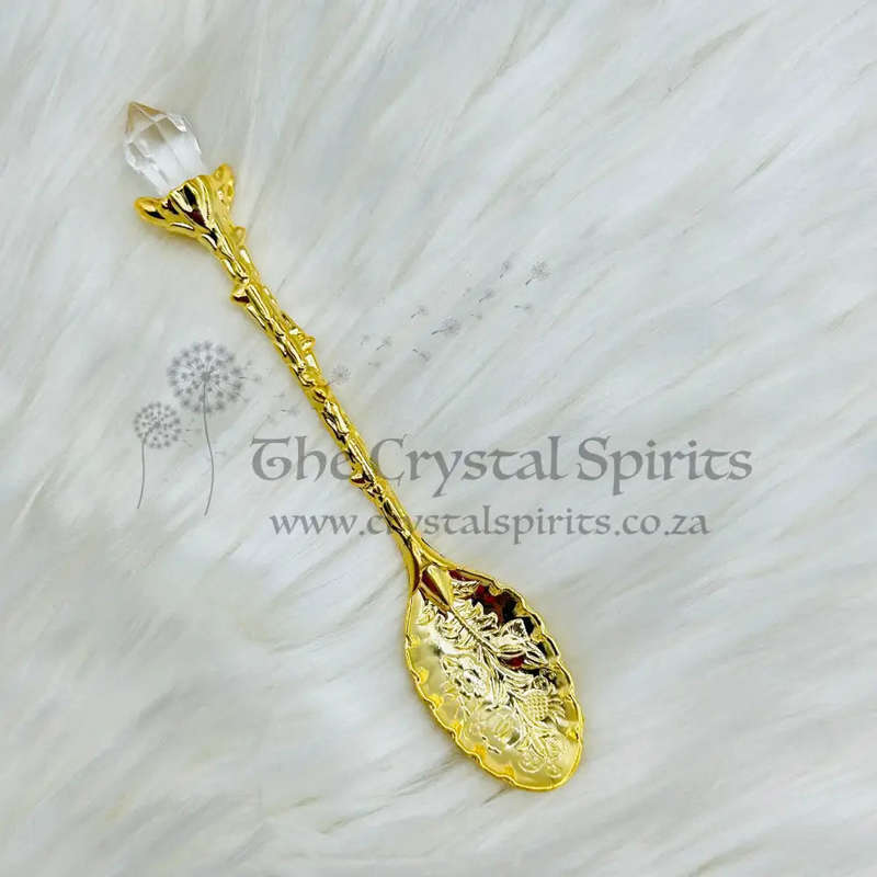 Gold Filigree And Crystal Resin And Incense Powder Petite Spoon