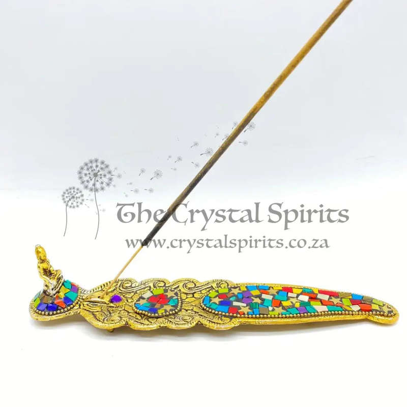 Gold Rainbow Mosaic Buddha Incense Holder