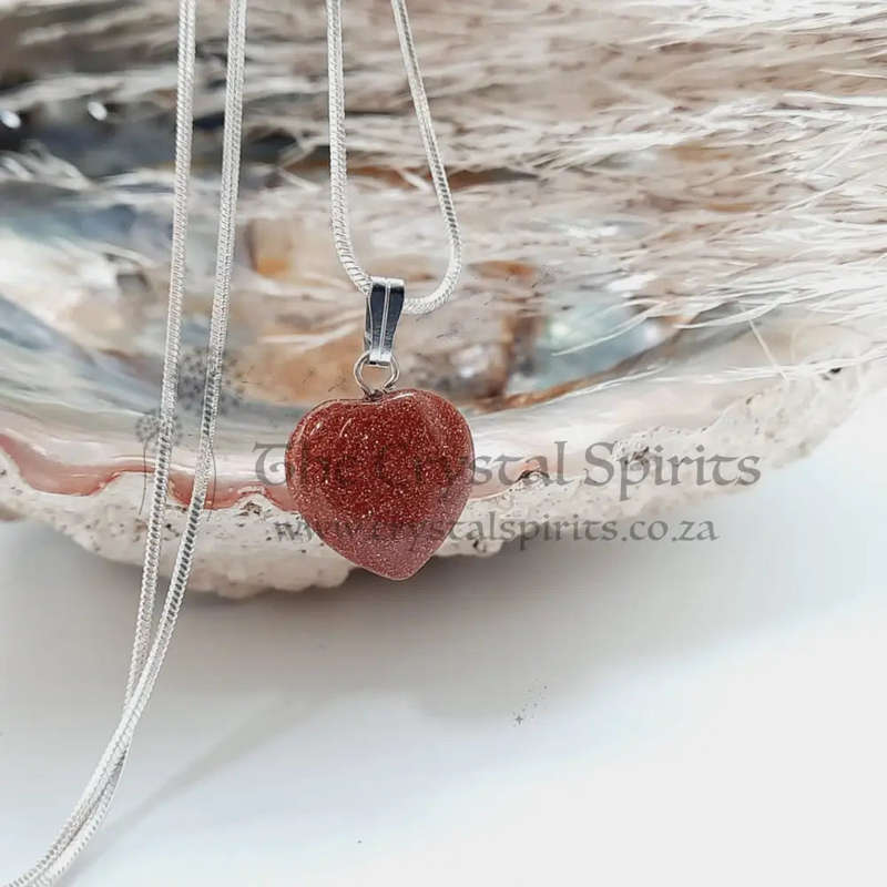Goldstone Crystal Heart Shaped Pendant