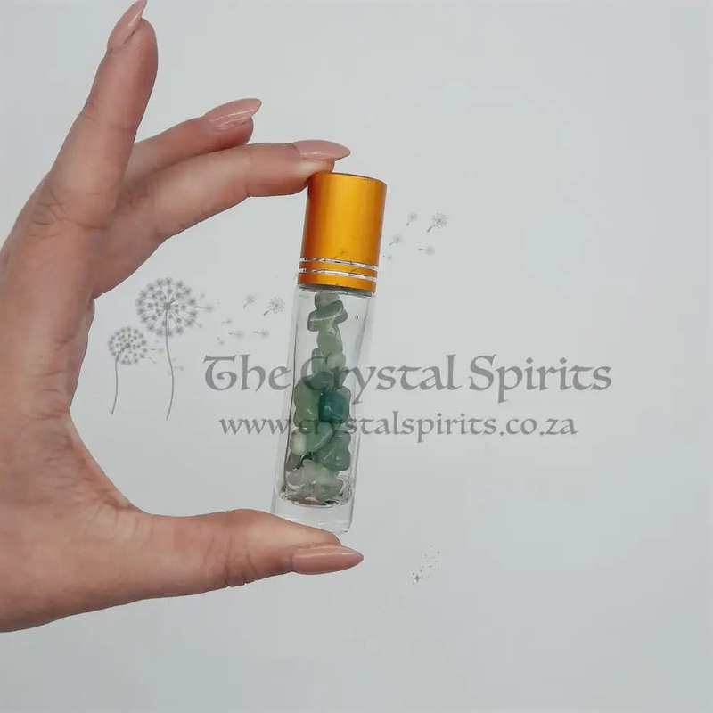 Green Aventurine Crystal Essential Oil Roller Bottle