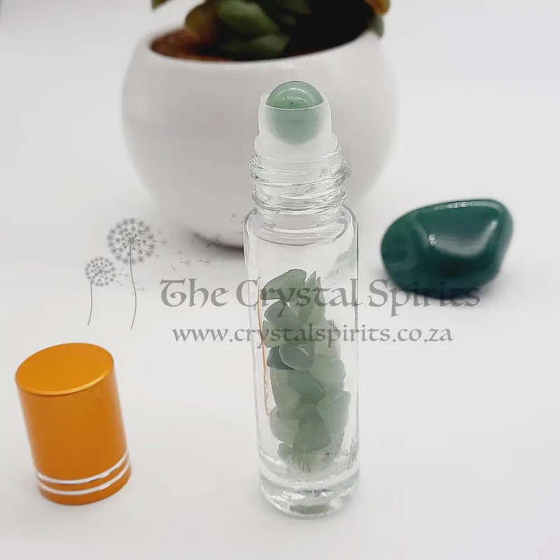 Green Aventurine Crystal Essential Oil Roller Bottle