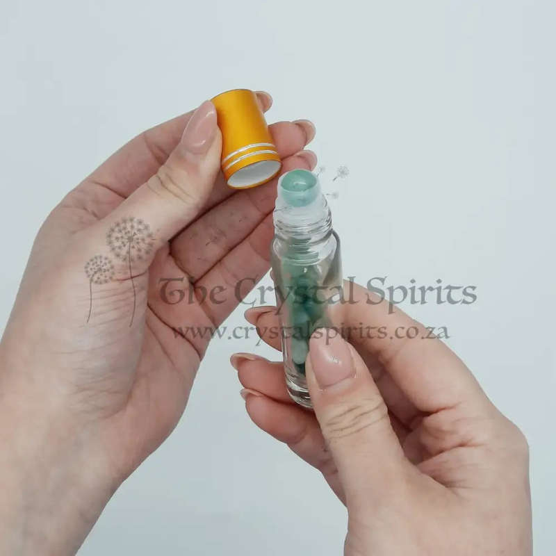 Green Aventurine Crystal Essential Oil Roller Bottle