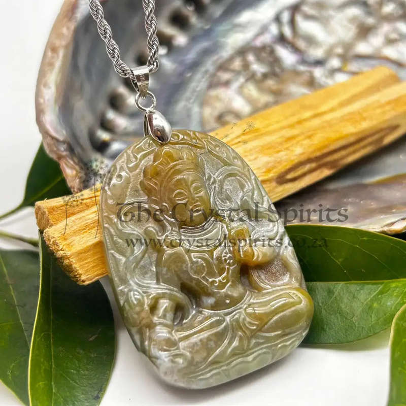 Green Jade Carved Lakshmi Pendant
