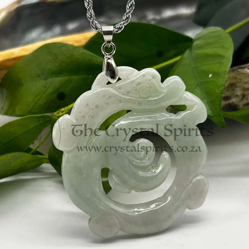 Green Jade Crystal Ouroboros Pendant