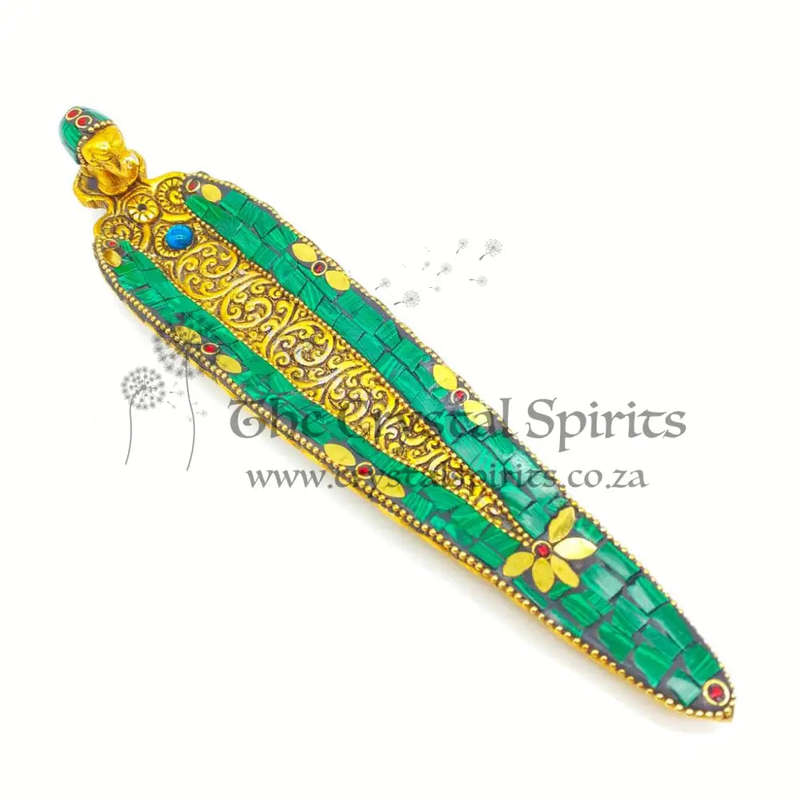 Green Mosaic Elephant Incense Holder
