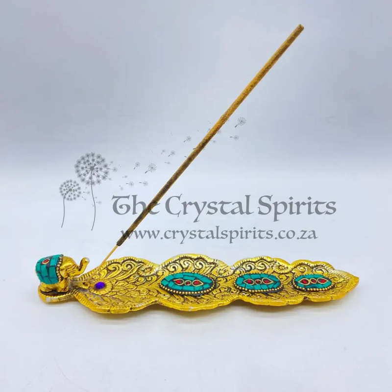 Green Mosaic Elephant Incense Holder