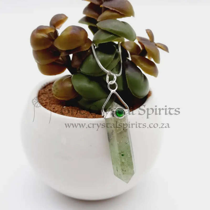 Green Quartz Crystal Double Terminated Pendant