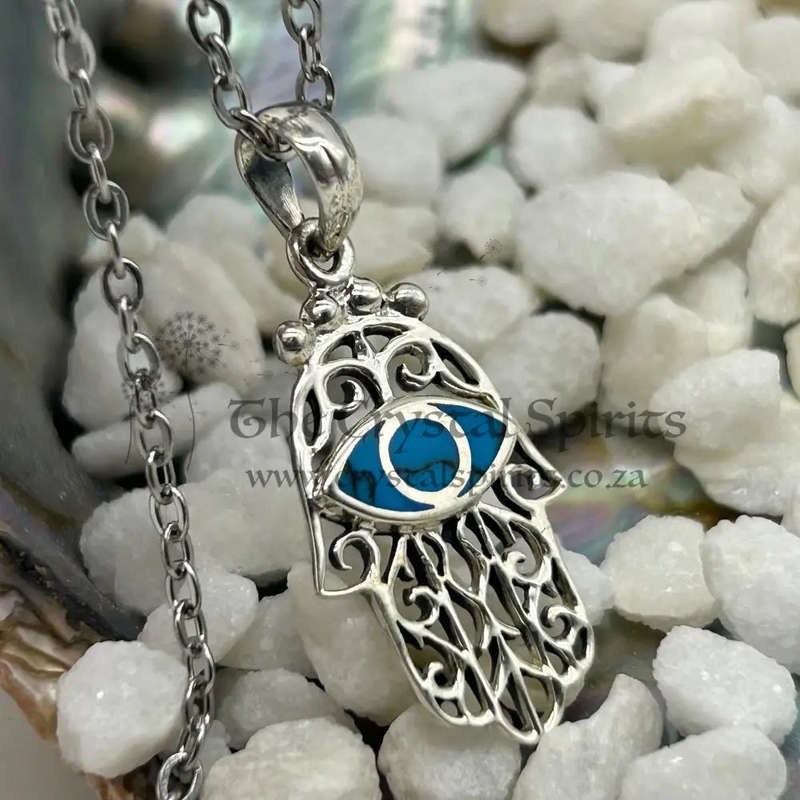 Hamsa Hand And Evil Eye Sterling Silver Pendant