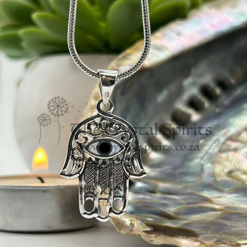 Hamsa Hand Evil Eye Sterling Silver Pendant