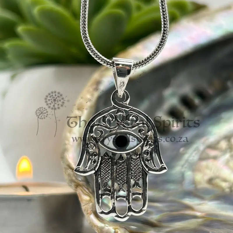 Hamsa Hand Evil Eye Sterling Silver Pendant