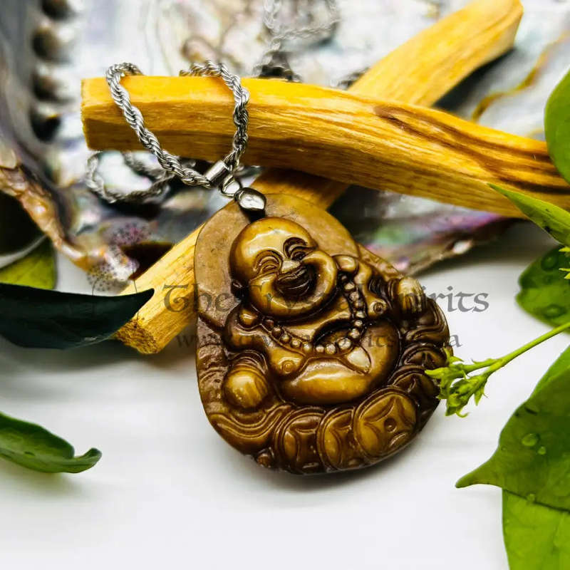 Happy Buddha Brown Jade Pendant