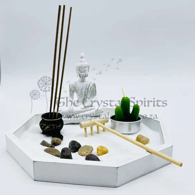 Hexagon White Buddha Zen Garden