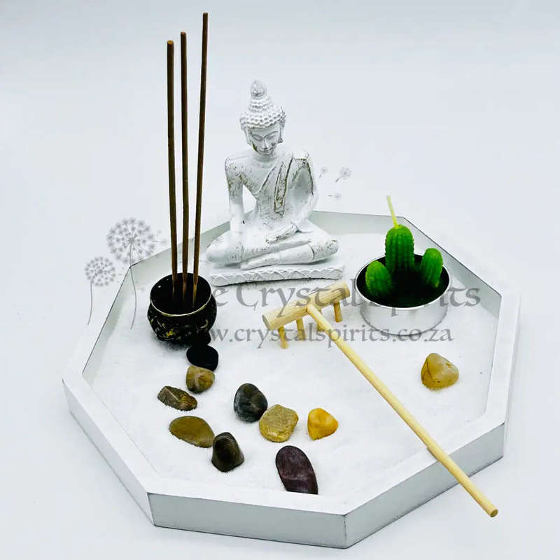 Hexagon White Buddha Zen Garden