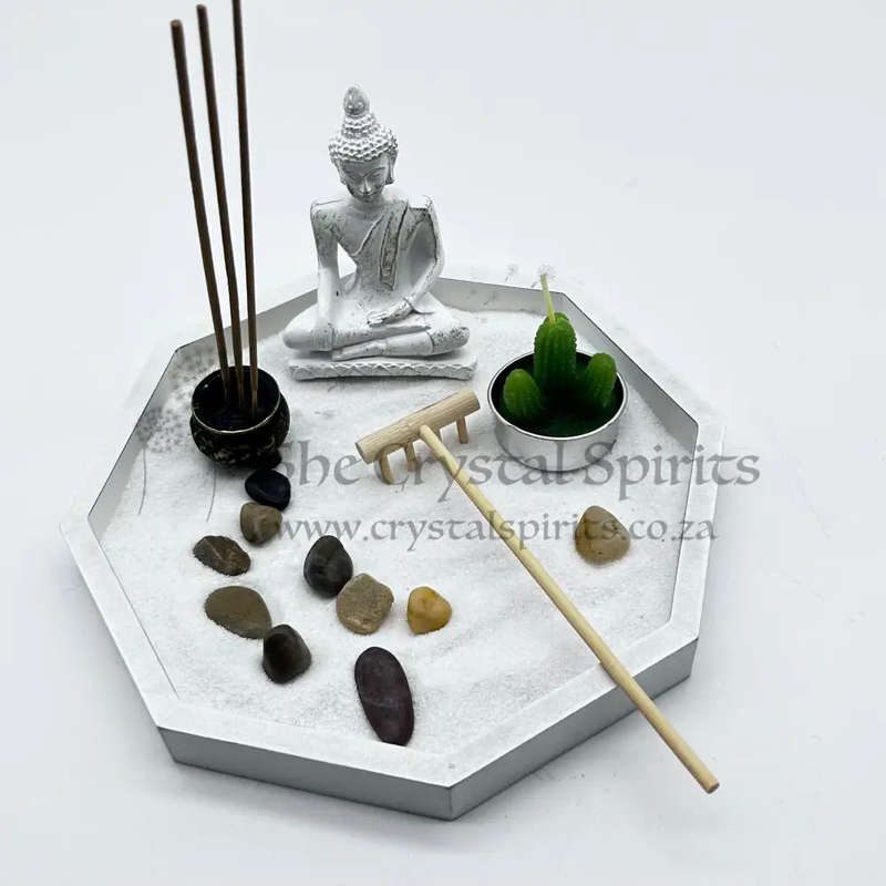 Hexagon White Buddha Zen Garden
