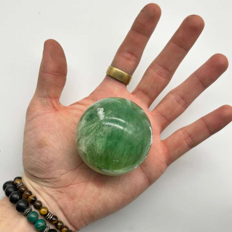 Large Green Fluorite Crystal Sphere