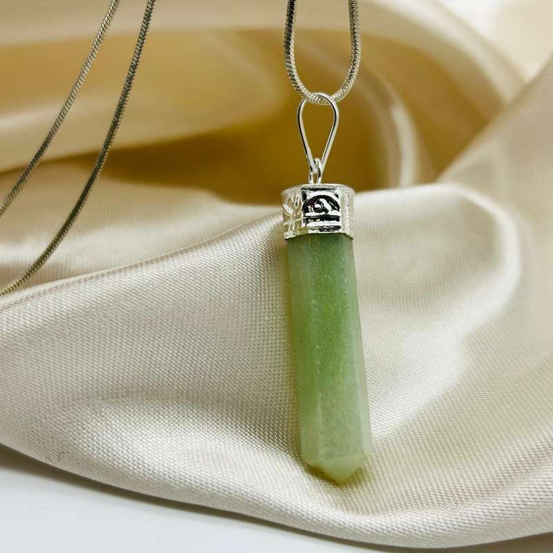 Aventurine White Metal Crystal Pendant