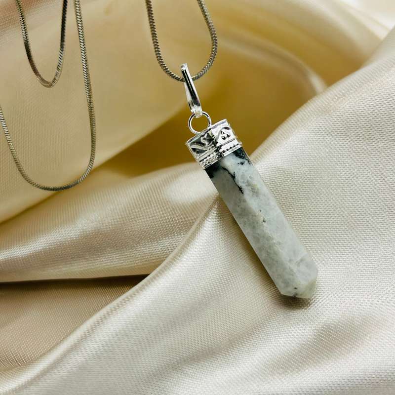 Moonstone White Metal Crystal Pendant