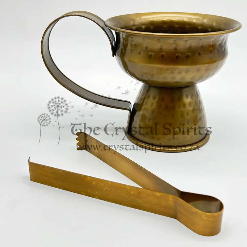 Iron Brass Resin Incense Holder With Tong