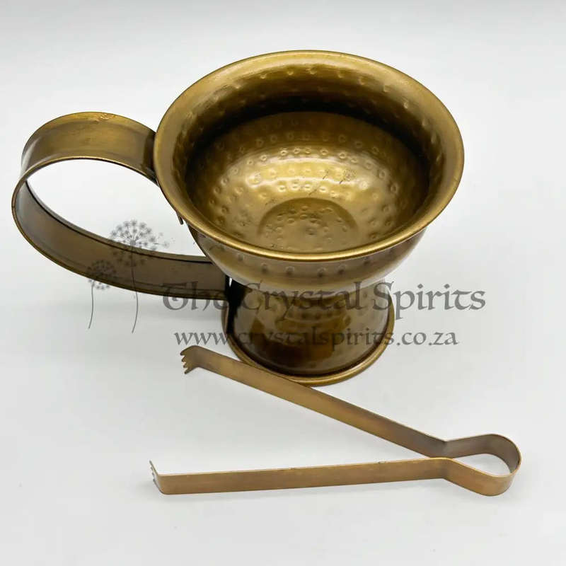Iron Brass Resin Incense Holder With Tong