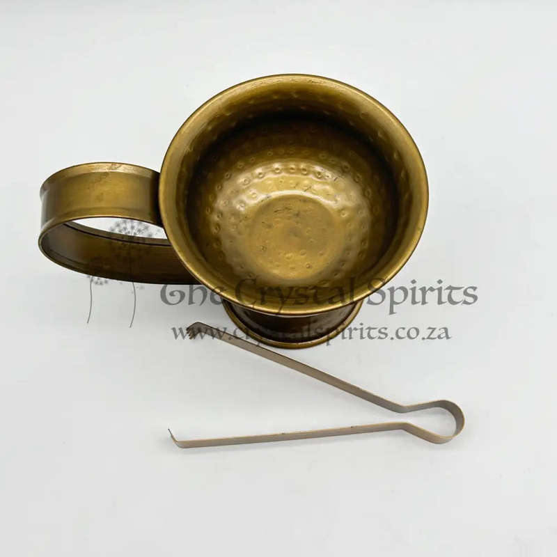 Iron Brass Resin Incense Holder With Tong